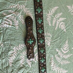 Harley Davidson Belt and Bracelet/Turqoise Cross